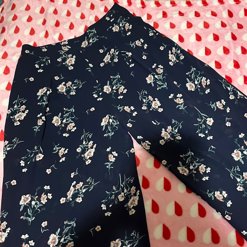 Long navy floral pants